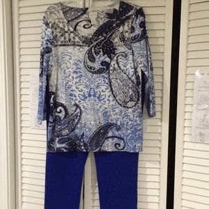 Chico’s embellished 3/4 sleeve shirt & jeggings